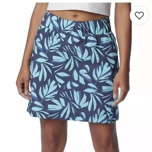 Columbia Bogota Bay Blue Floral Print Mini Pull On Skort Size XXL UPF 50
